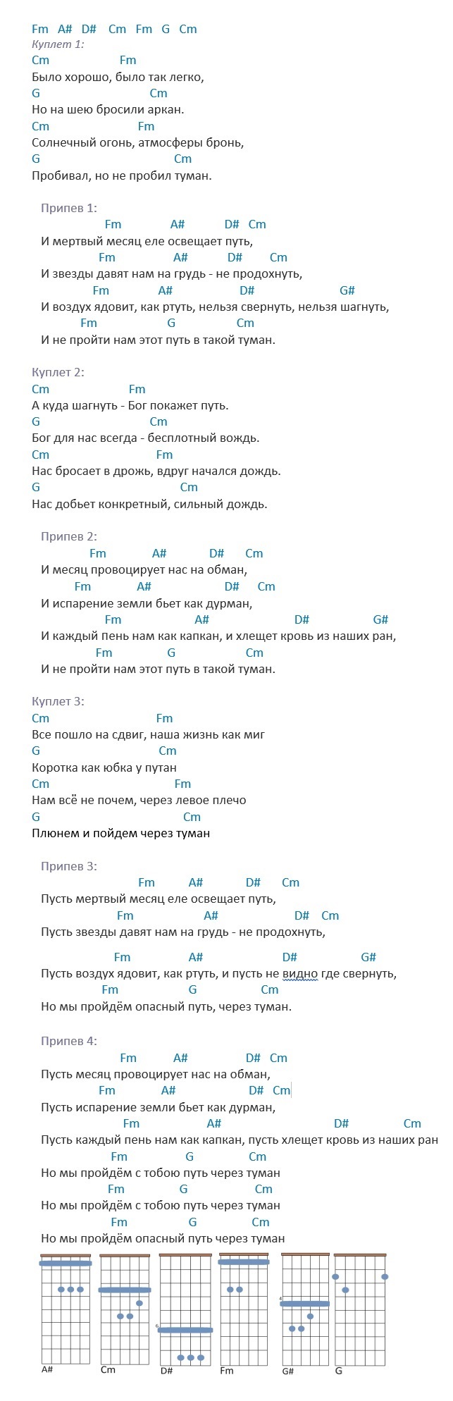 сектор газа - туман аккорды